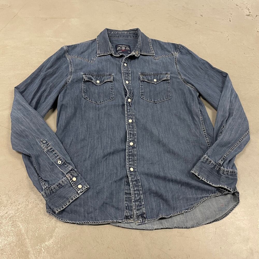 Y2K American eagle pearl snap western button up shirt